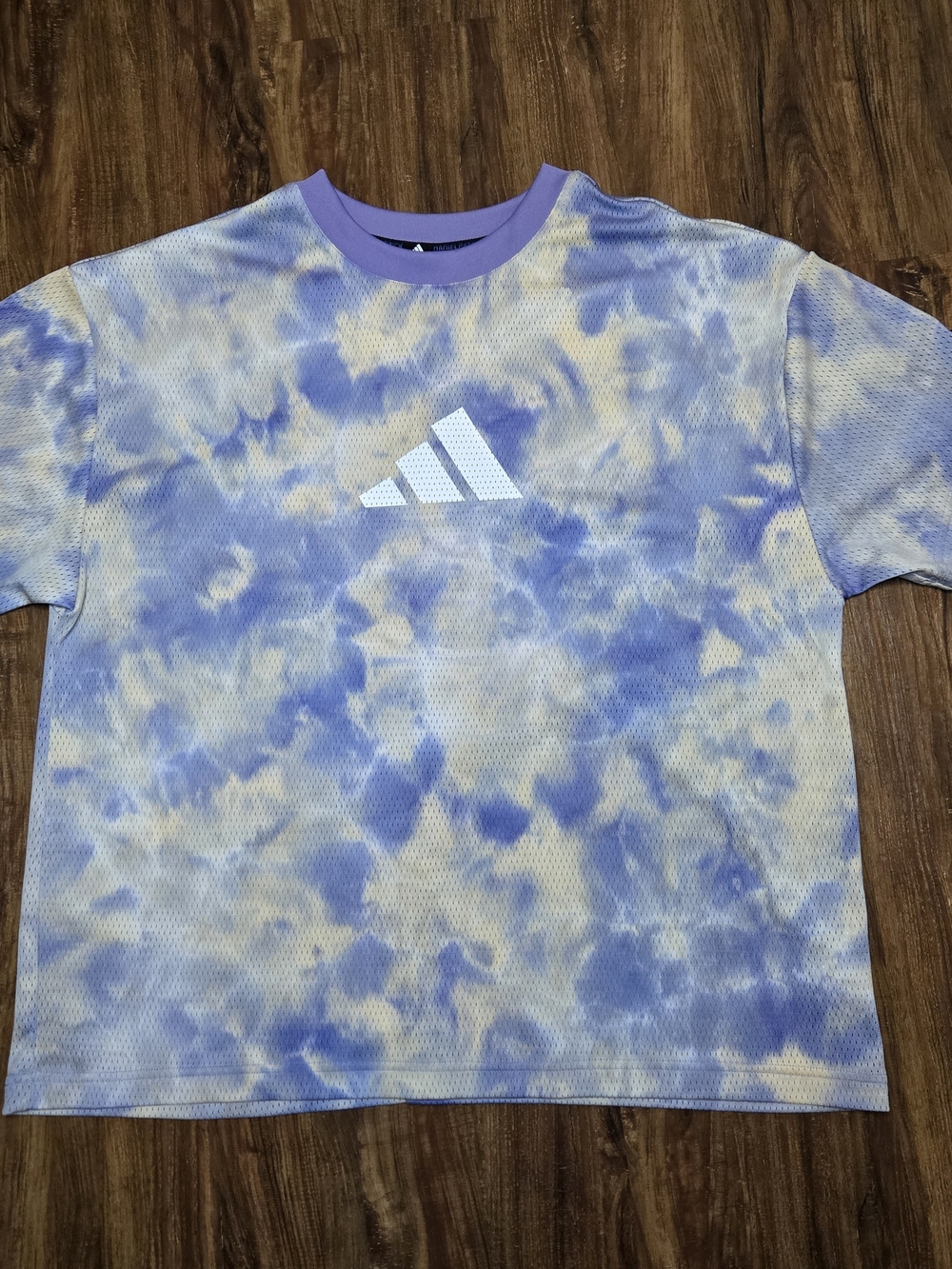 Adidas Daniel Patrick Collab Tie Dye Mesh Jersey Baseball Tee Purple Cream M